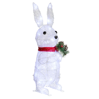 CANVAS 26" LED Wireform Artic White Bunny Christmas Decor Front_Three_Fourths_Angled_Right