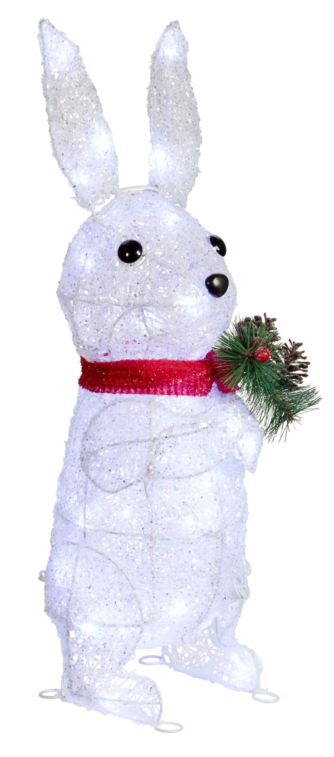 CANVAS 26" LED Wireform Artic White Bunny Christmas Decor Front_Three_Fourths_Angled_Right
