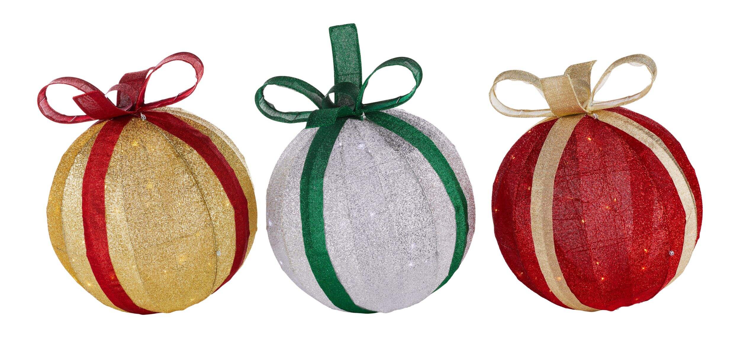 CANVAS Pre-Lit Indoor/Outdoor Christmas Decoration Sparkle Ornaments, 3-pk, 3-ft Front_Flat