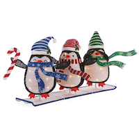 Décoration de Noël illuminée pour l'intérieur et l'extérieur CANVAS, manchots repliables à ski, paq. 3 Front_Three_Fourths_Angled_Left