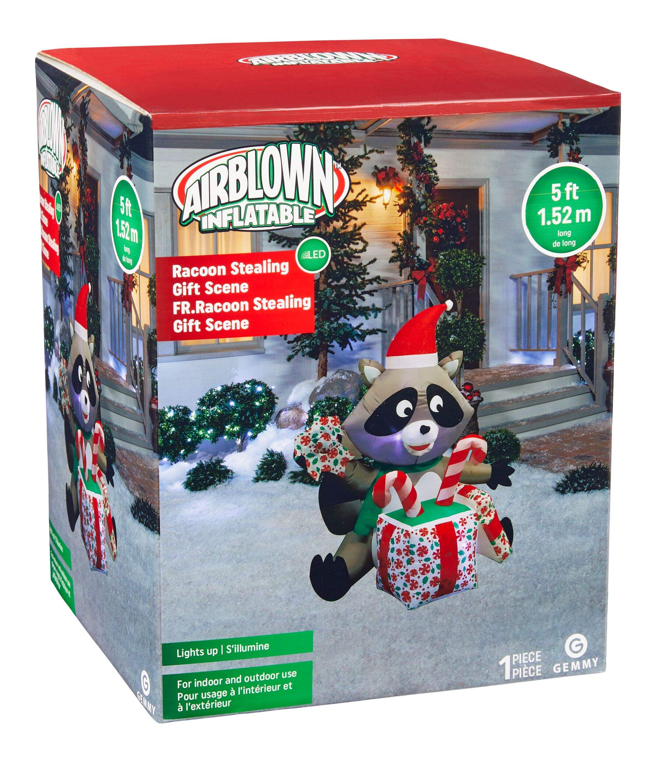 Airblown Racoon Stealing Gift, 4.5-ft Front_Three_Fourths_Angled_Right