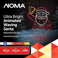 Noma Pre-Lit Neon Santa with Bell Motion Christmas Decoration, 4-ft Front_Flat
