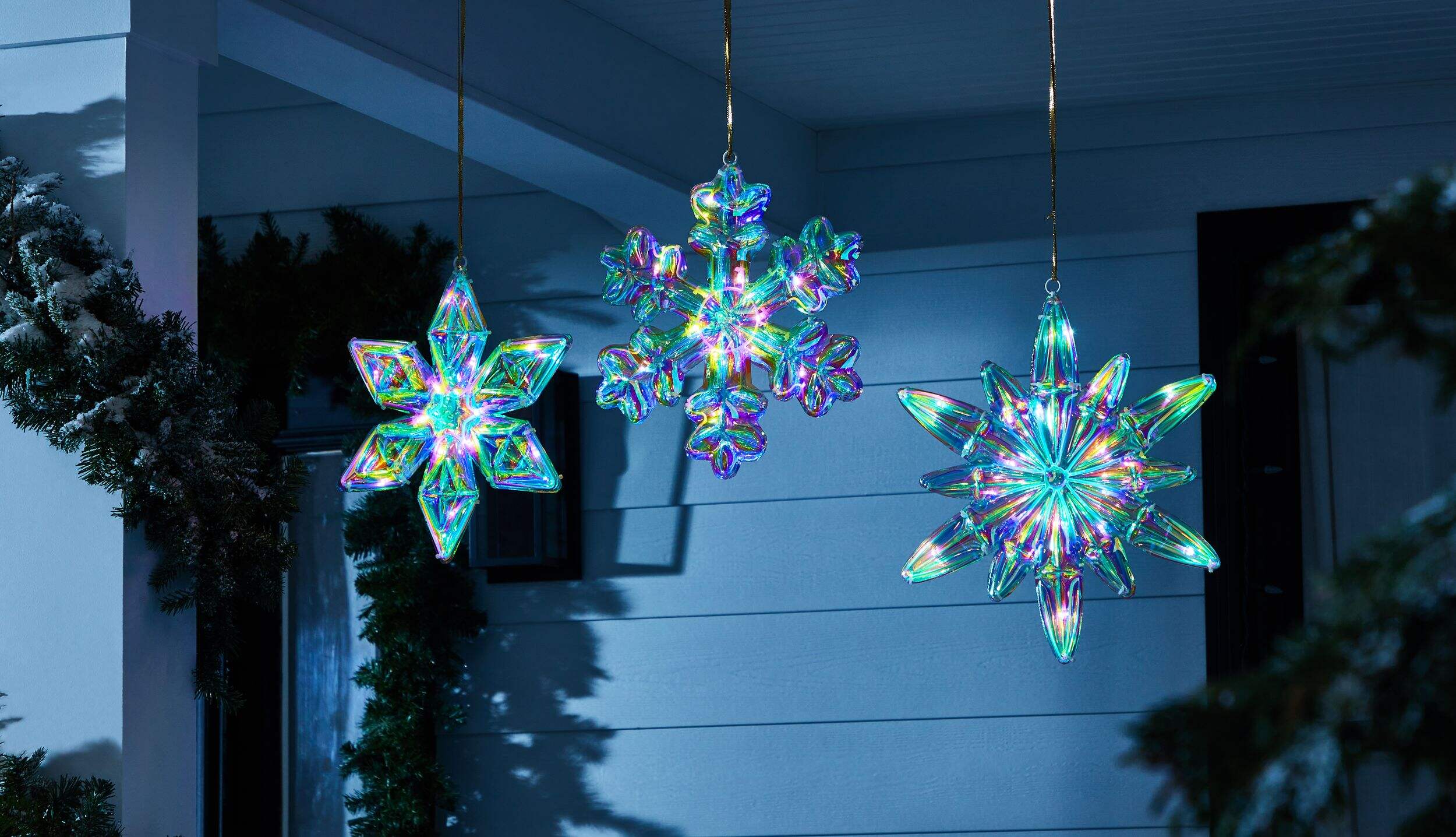 Flocons de neige suspendus scintillants CANVAS., paq. 3 Front_Flat
