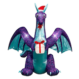 Gemmy Airblown Dragon with Gift Decoration, 6.6-ft Front_Flat