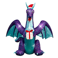 Gemmy Airblown Dragon with Gift Decoration, 6.6-ft Front_Flat