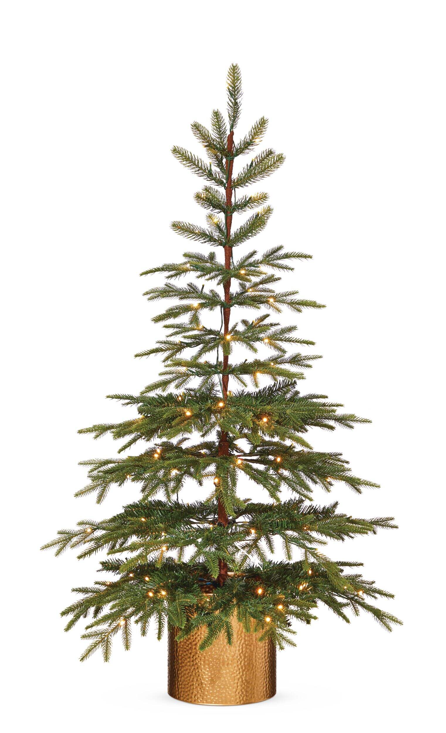 CANVAS Pre-Lit Indoor Layered Fir Christmas Tree in Gold Hammered Pot, 100 LED Lights, 4.5-ft Front_Flat