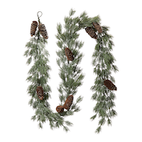 CANVAS Glittery Pine Garland with Pinecones, 6-ft Front_Flat