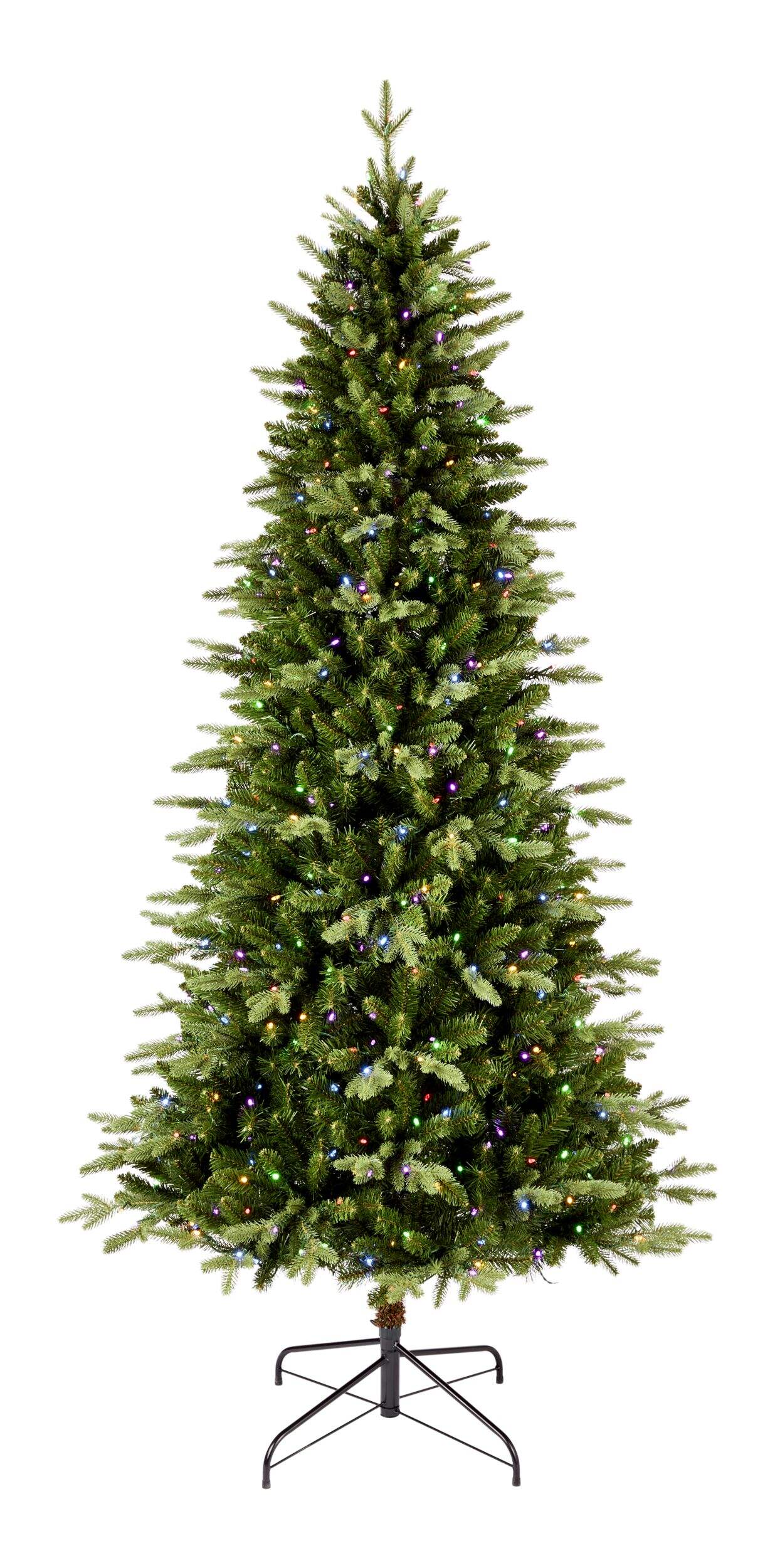 Sapin de Noël Elora illuminé d'intérieur NOMA, 550 lumières à DEL blanc chaud et multicolore, 7 pi Front_Flat