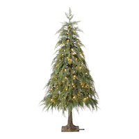 CANVAS Pre-Lit Indoor Ashford Cedar Potted Christmas Tree, 200 Twinkle LED Lgihts, 4-ft Front_Flat