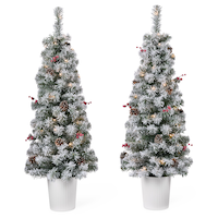 Arbre en pot céleste enneigé NOMA, décoration de Noël artificielle illuminée, 35 lumières à DEL blanc chaud, 4 pi, paq. 2