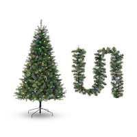 NOMA Pre-Lit Mariposa Christmas Tree with Garland, 200 Colour-Changing LED Lights, 6.5-ft Composite_or_Mixed