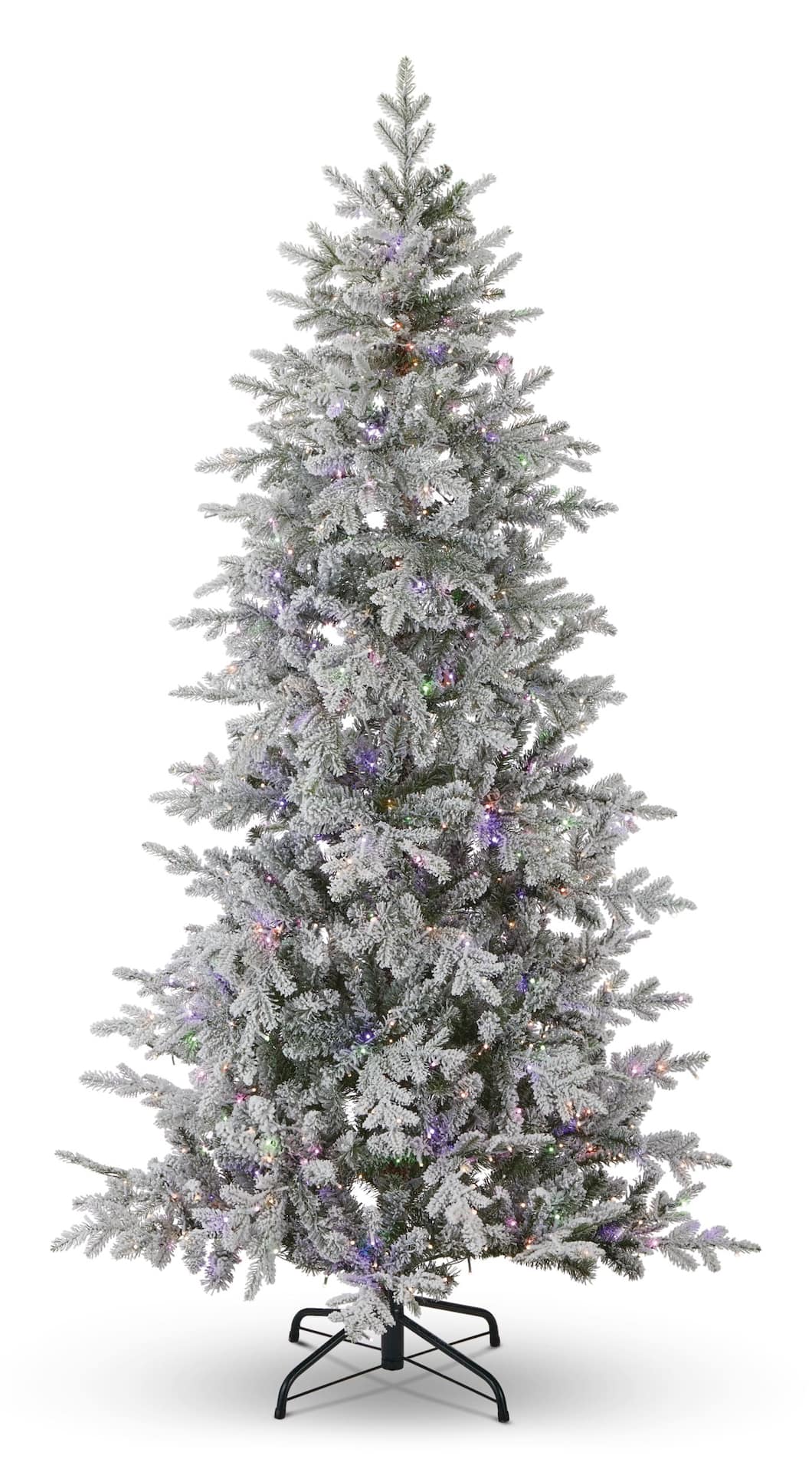 NOMA Glisten Pre-Lit LED Flocked Christmas Tree, Colour-Changing Lights, 7 1/2-ft