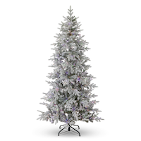 NOMA Glisten Pre-Lit LED Flocked Christmas Tree, Colour-Changing Lights, 7 1/2-ft Front_Flat