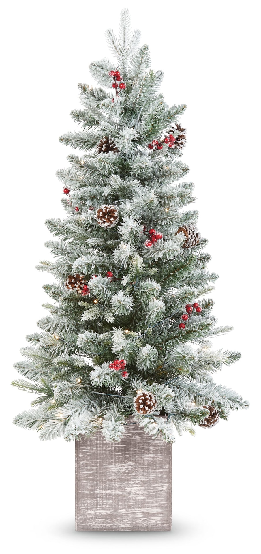 NOMA Flocked PreLit Pinecones & Berries Potted Tree, 4ft Canadian Tire