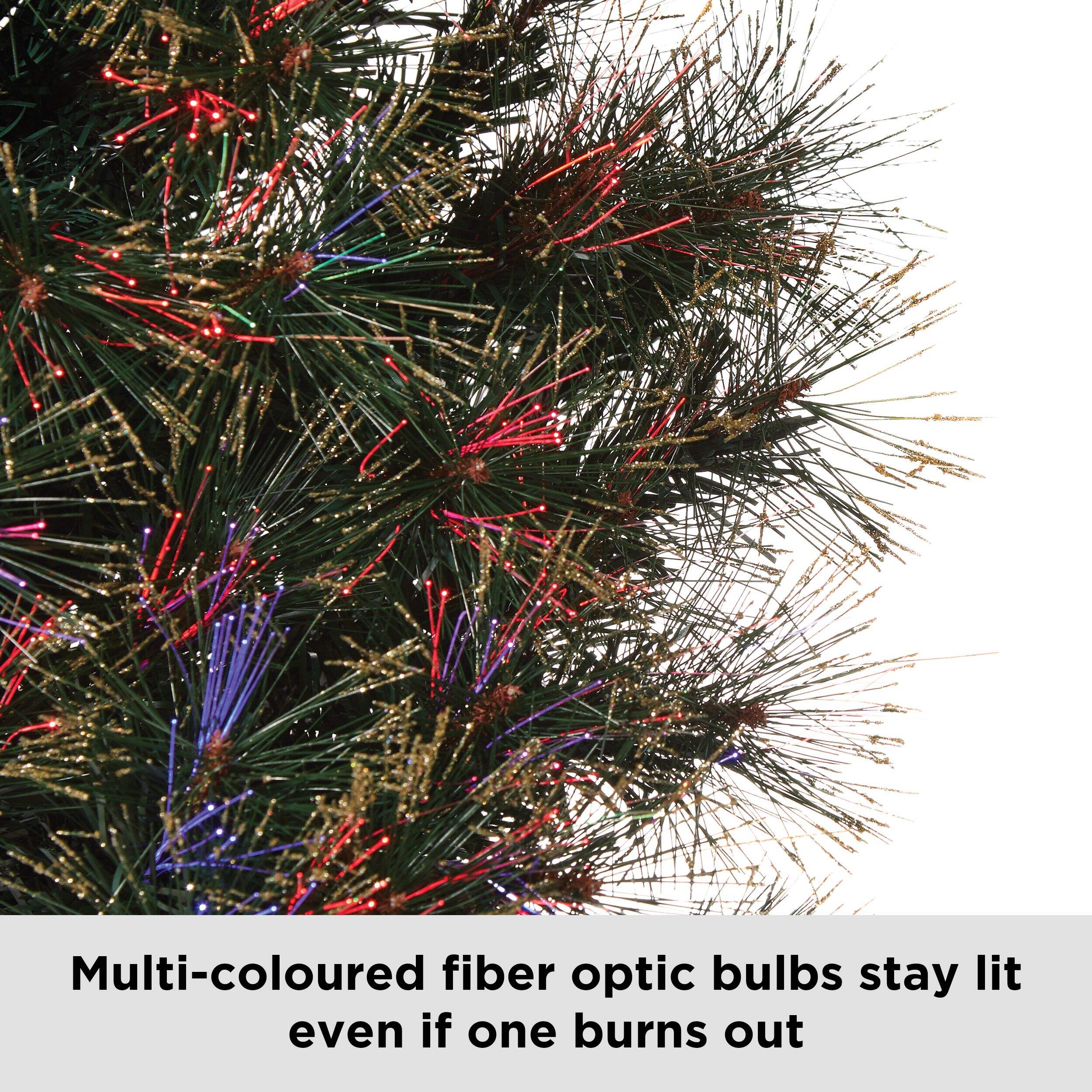 NOMA Prelit Fibre Optic Potted Christmas Tree, MultiColour LED, 4ft