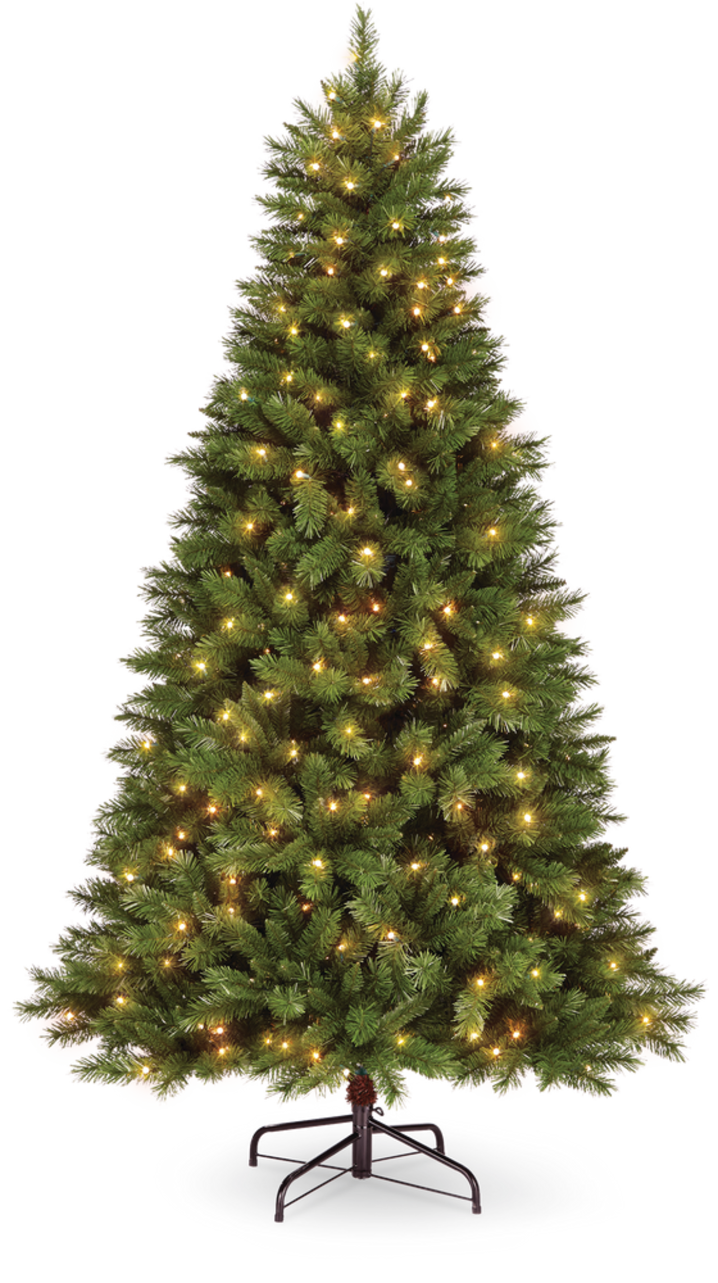 NOMA Pre-Lit Collins Pine Christmas Tree with Tree Stand, 300 LED Lights, 7.5-ft Front_Flat
