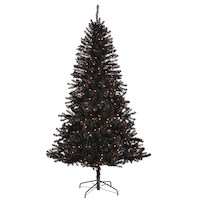 NOMA Pre-lit Alaskan Black Christmas Tree with Tree Stand, 450 Incandescent Lights, 7-ft Front_Flat