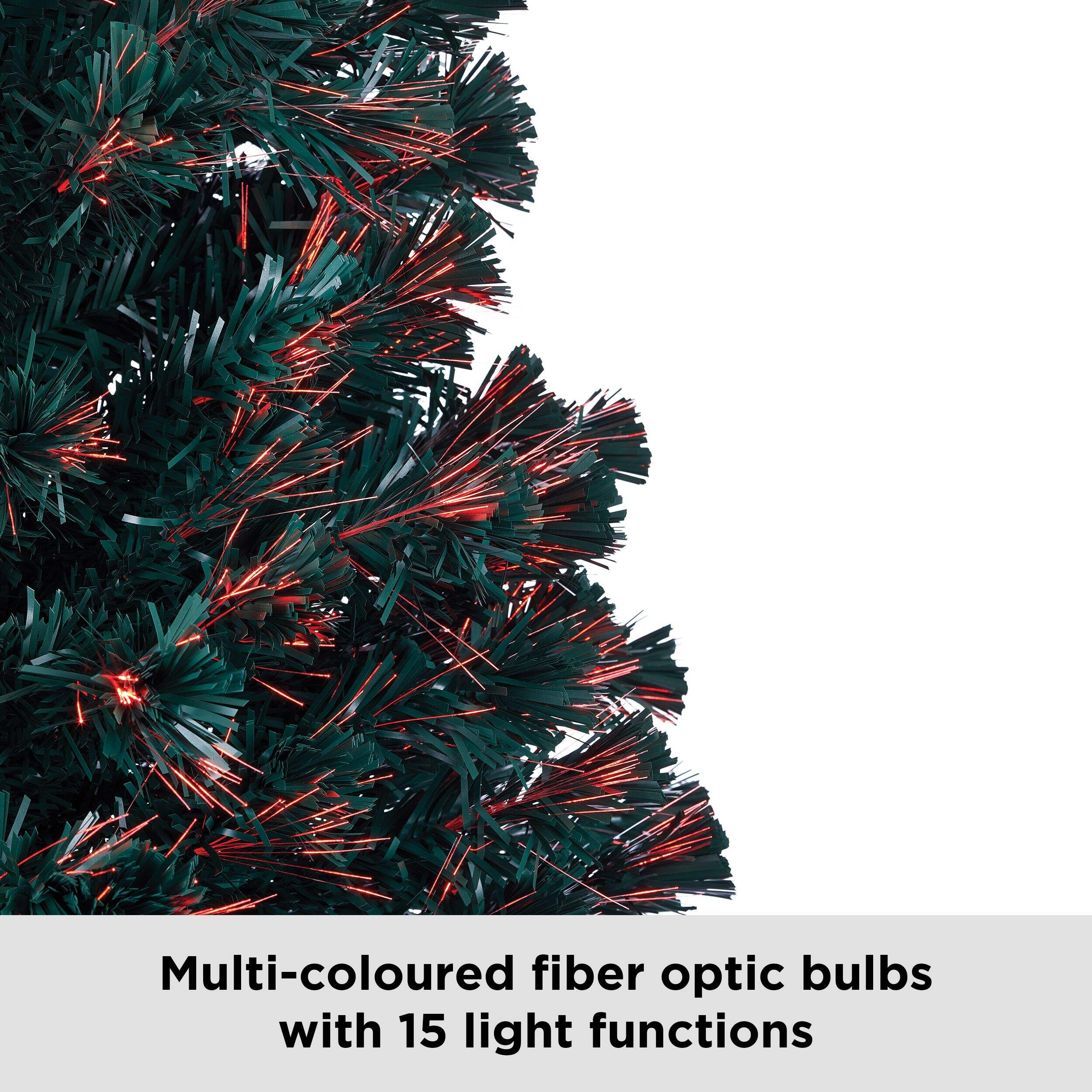 NOMA PreLit Fiber Optic Christmas Tree with Tree Stand, MultiColour LED Lights, 7ft