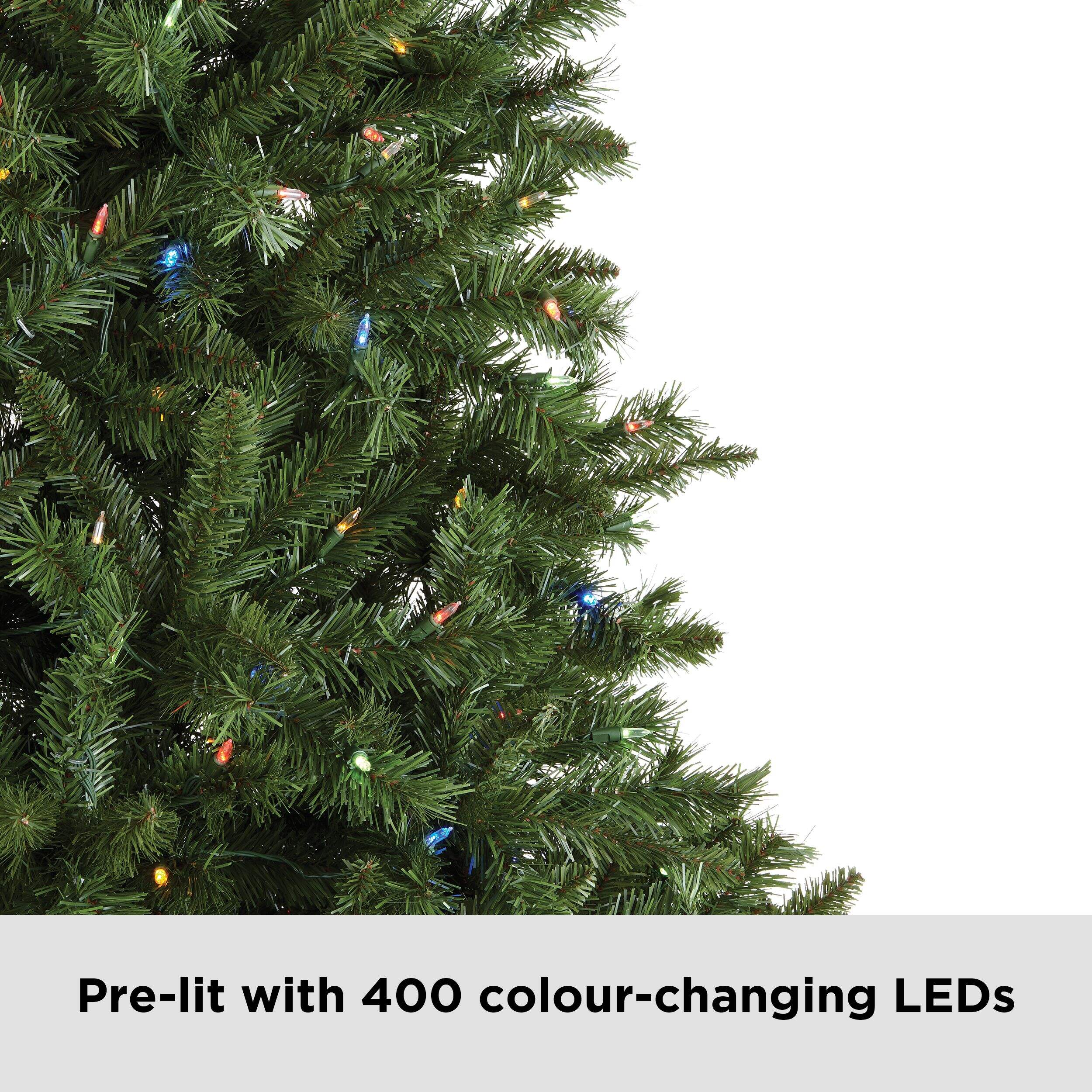 NOMA PreLit Henry Fir Christmas Tree and Tree Stand, 400 Colour