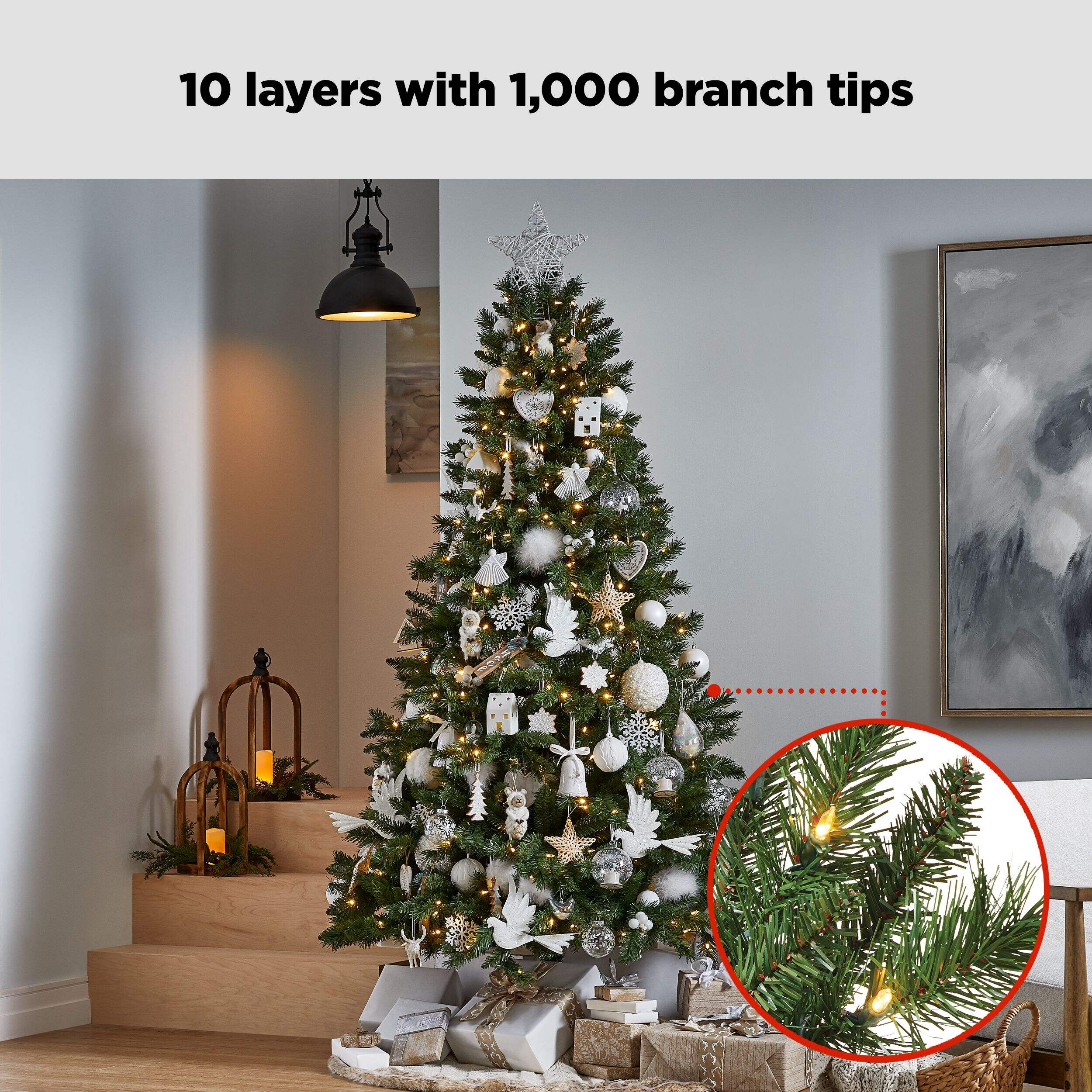 NOMA PreLit Henry Fir Christmas Tree and Tree Stand, 400 Colour