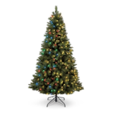 NOMA Pre-Lit Henry Fir Christmas Tree and Tree Stand, 400 Colour-Changing LED Lights, 7-ft Front_Flat