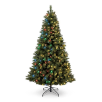 NOMA Pre-Lit Henry Fir Christmas Tree and Tree Stand, 400 Colour-Changing LED Lights, 7-ft Front_Flat