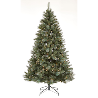 NOMA Pre-Lit Silver Glittered Christmas Tree, 7-ft Front_Elevated