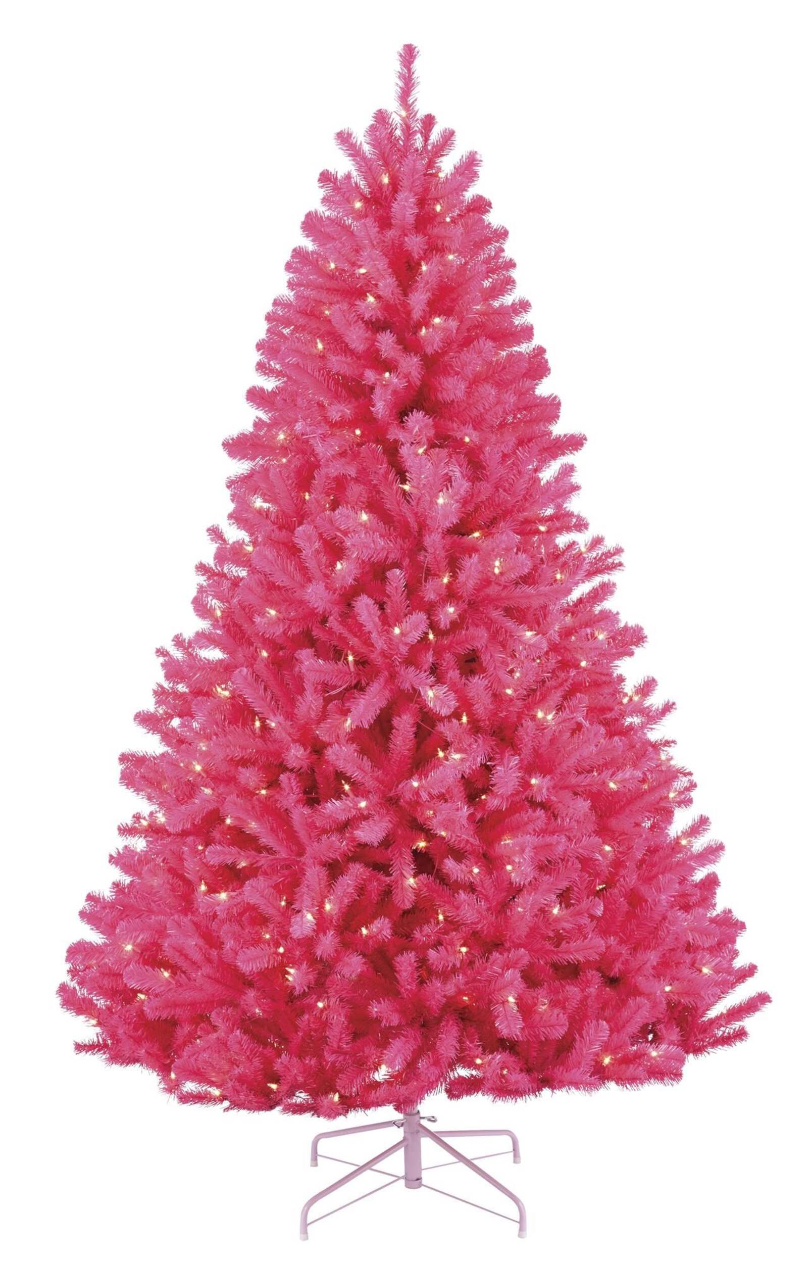 NOMA Pre-Lit Bishop Christmas Tree, Pink, 6.5-ft Front_Flat