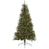 NOMA Pre-Lit Half Christmas Tree with Tree Stand, 200 Incandescent Lights, Green, 7-ft Front_Flat