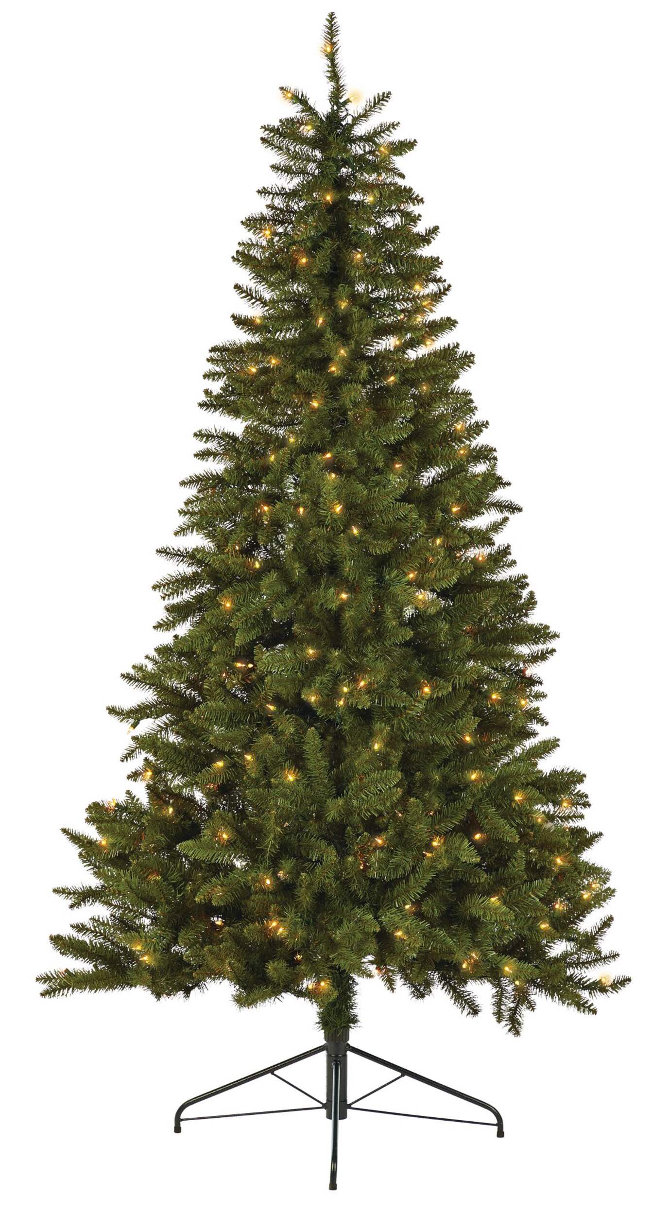 NOMA Pre-Lit Half Christmas Tree with Tree Stand, 200 Incandescent Lights, Green, 7-ft Front_Flat