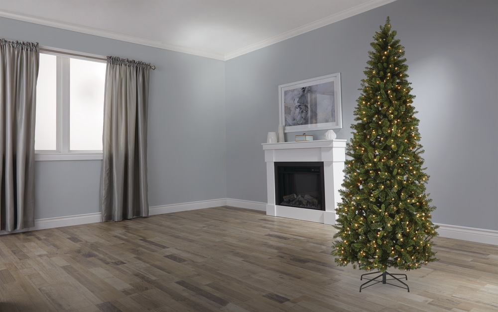 NOMA PreLit Slim Christmas Tree with Tree Stand, 600 Incandescent