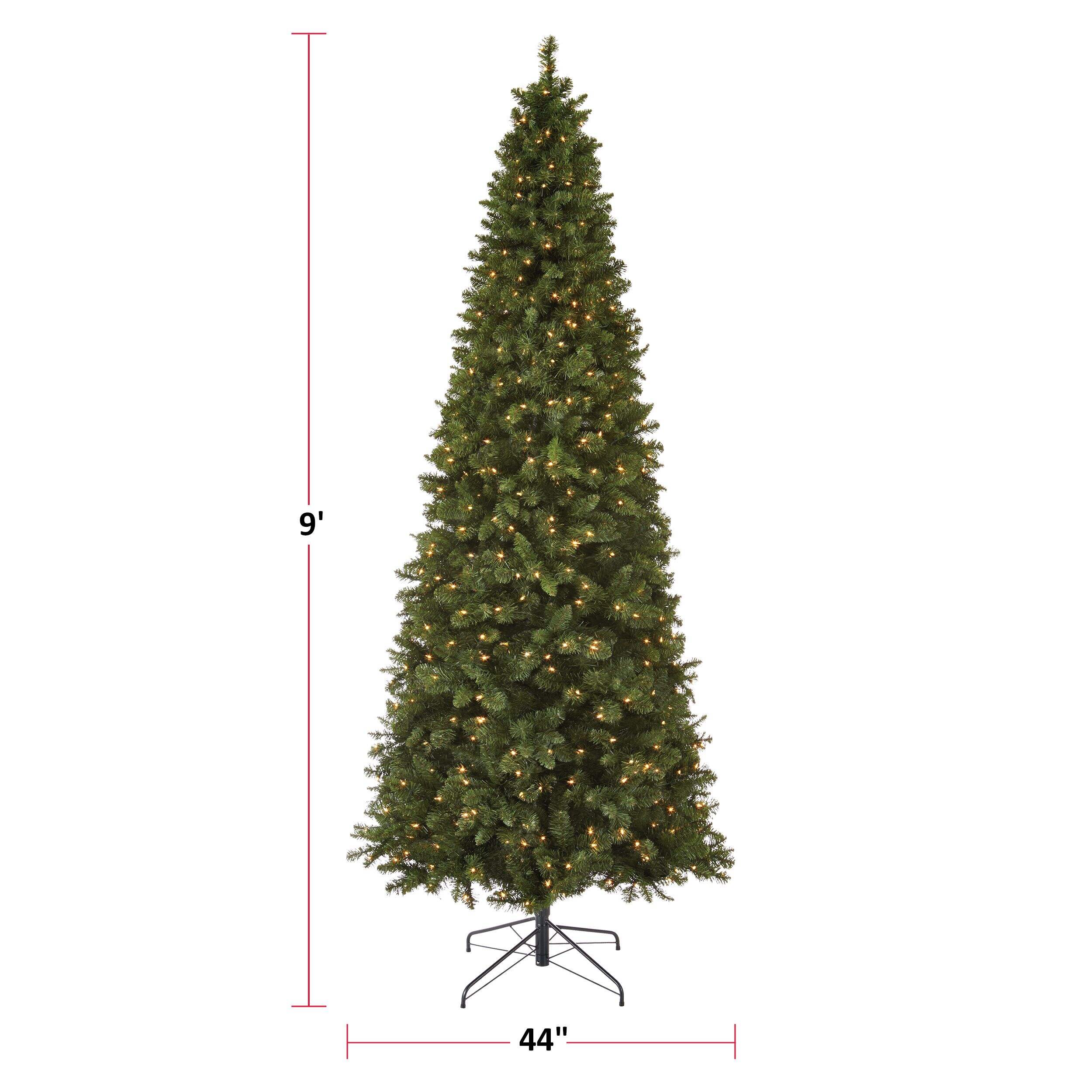 NOMA Pre-Lit Slim Christmas Tree with Tree Stand, 600 Incandescent ...