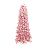 NOMA Pre-Lit Flocked Tinsel Christmas Tree, 400 LED Pink Lights, Pink, 6.5-ft Front_Flat
