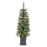 NOMA Pre-Lit Farrow Potted Christmas Tree, Battery Operated, 35 LED Lights, 4-ft Front_Flat