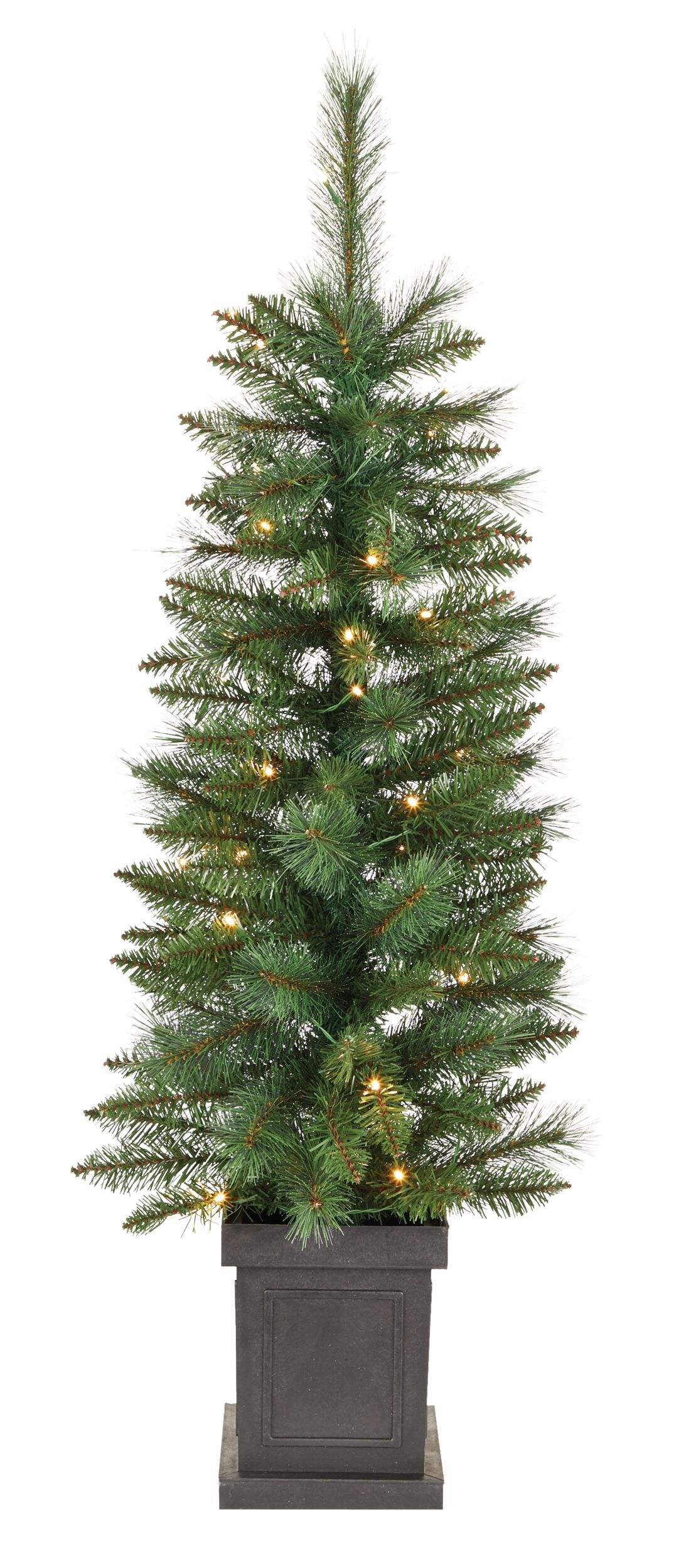 NOMA Pre-Lit Farrow Potted Christmas Tree, Battery Operated, 35 LED Lights, 4-ft Front_Flat