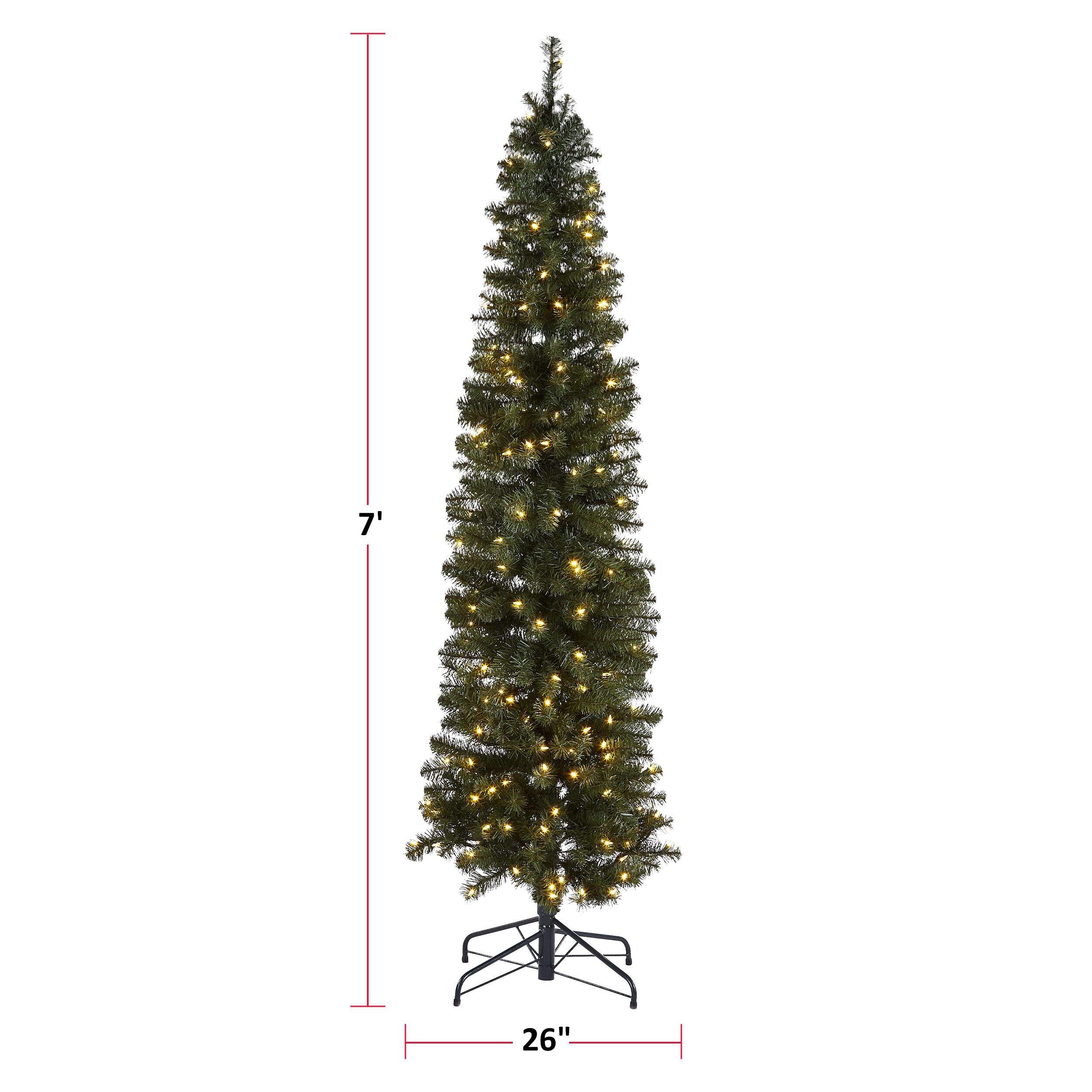NOMA Pre-Lit Boulevard Pencil Christmas Tree with Tree Stand, 200 LED ...