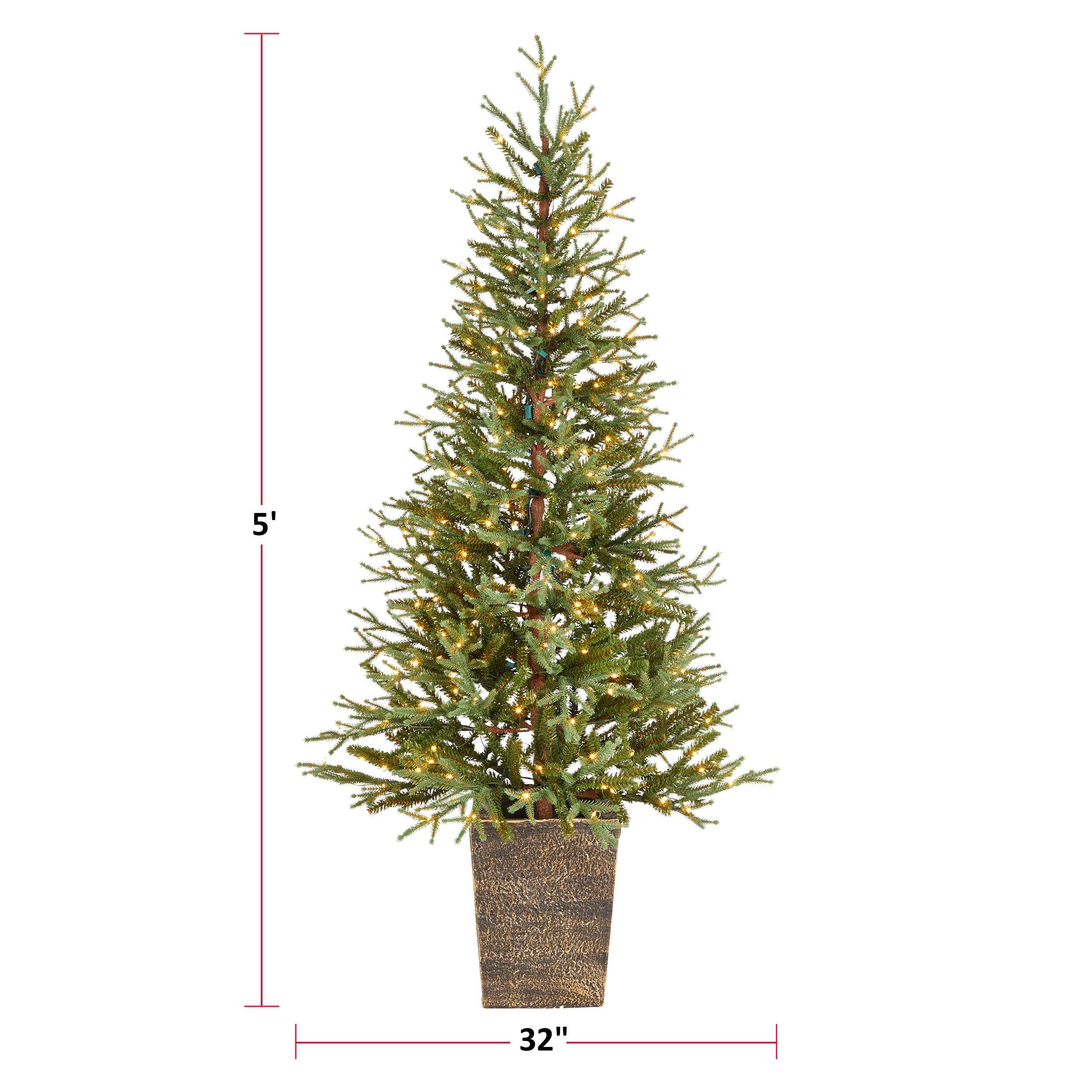 NOMA PreLit Potted Christmas Tree, 300 MicroBrite LED Lights, 5ft