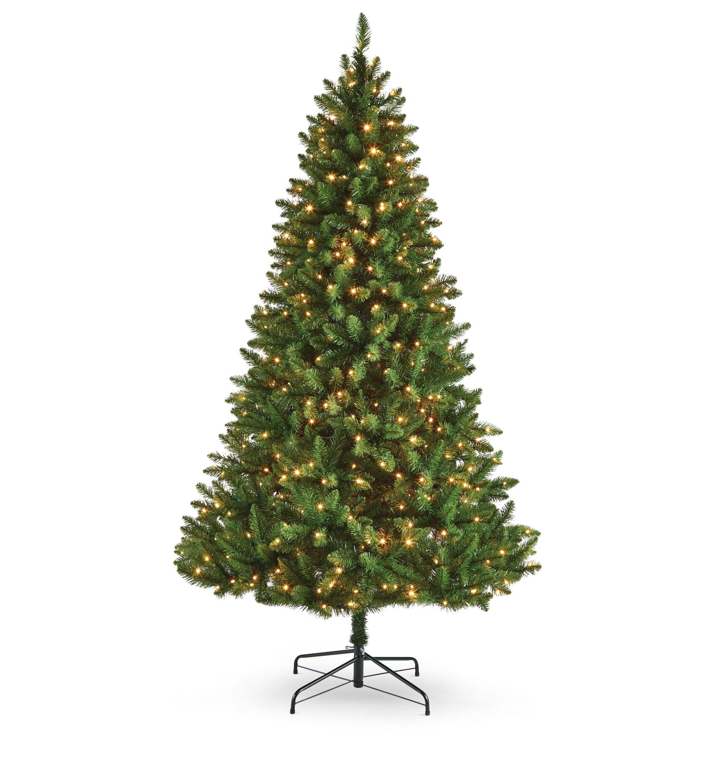 NOMA Pre-Lit Dresden Christmas Tree with Tree Stand, 450 Colour-Changing LED Lights, 7-ft Front_Flat