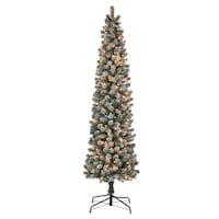 NOMA Pre-Lit Bennett Pencil Christmas Tree, 200 Colour-Changing LED Lights, 7-ft Front_Flat