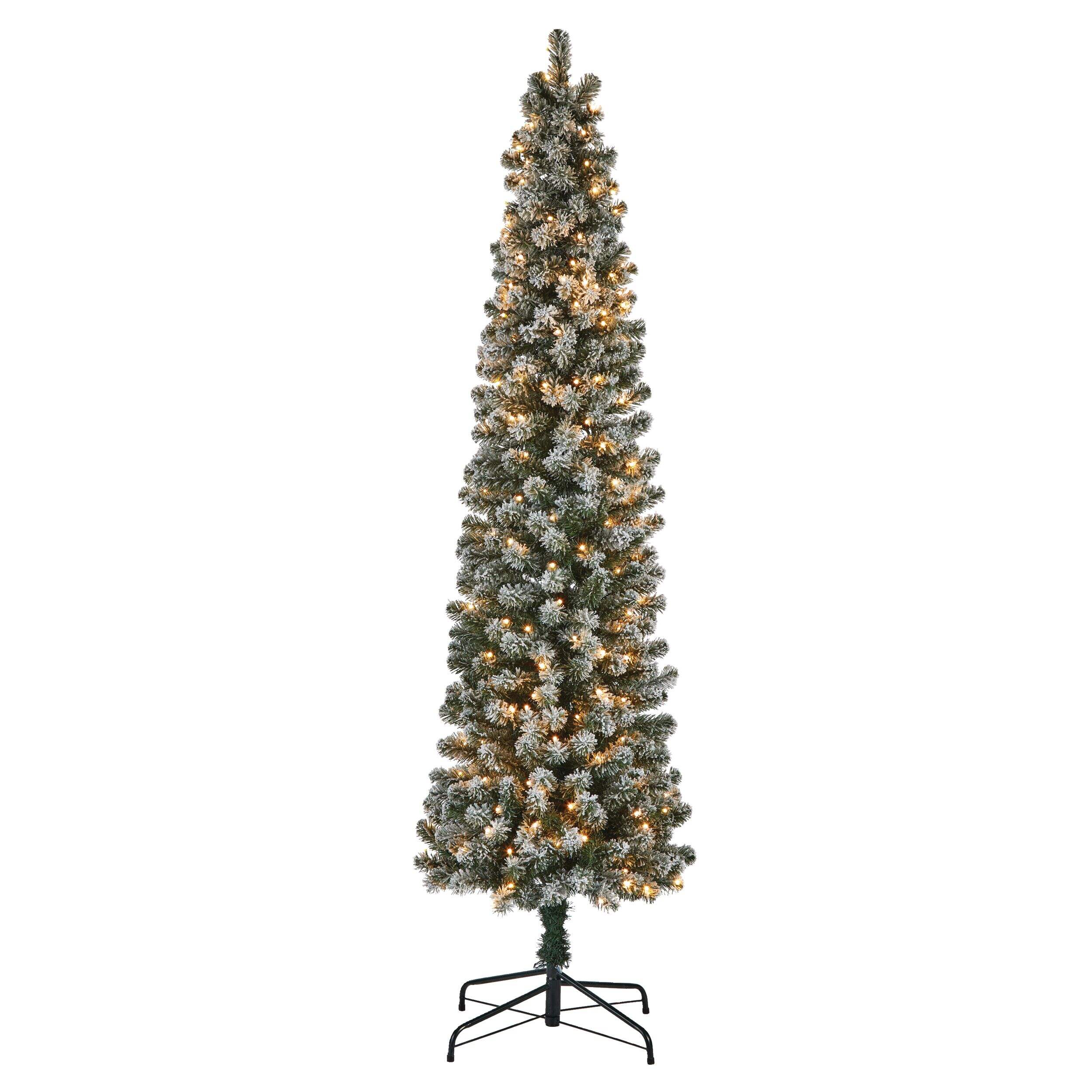 NOMA Pre-Lit Bennett Pencil Christmas Tree, 200 Colour-Changing LED Lights, 7-ft Front_Flat