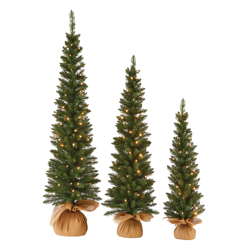 NOMA, PreLit Carlisle Potted Tree Set with Burlap, 3pc Canadian Tire