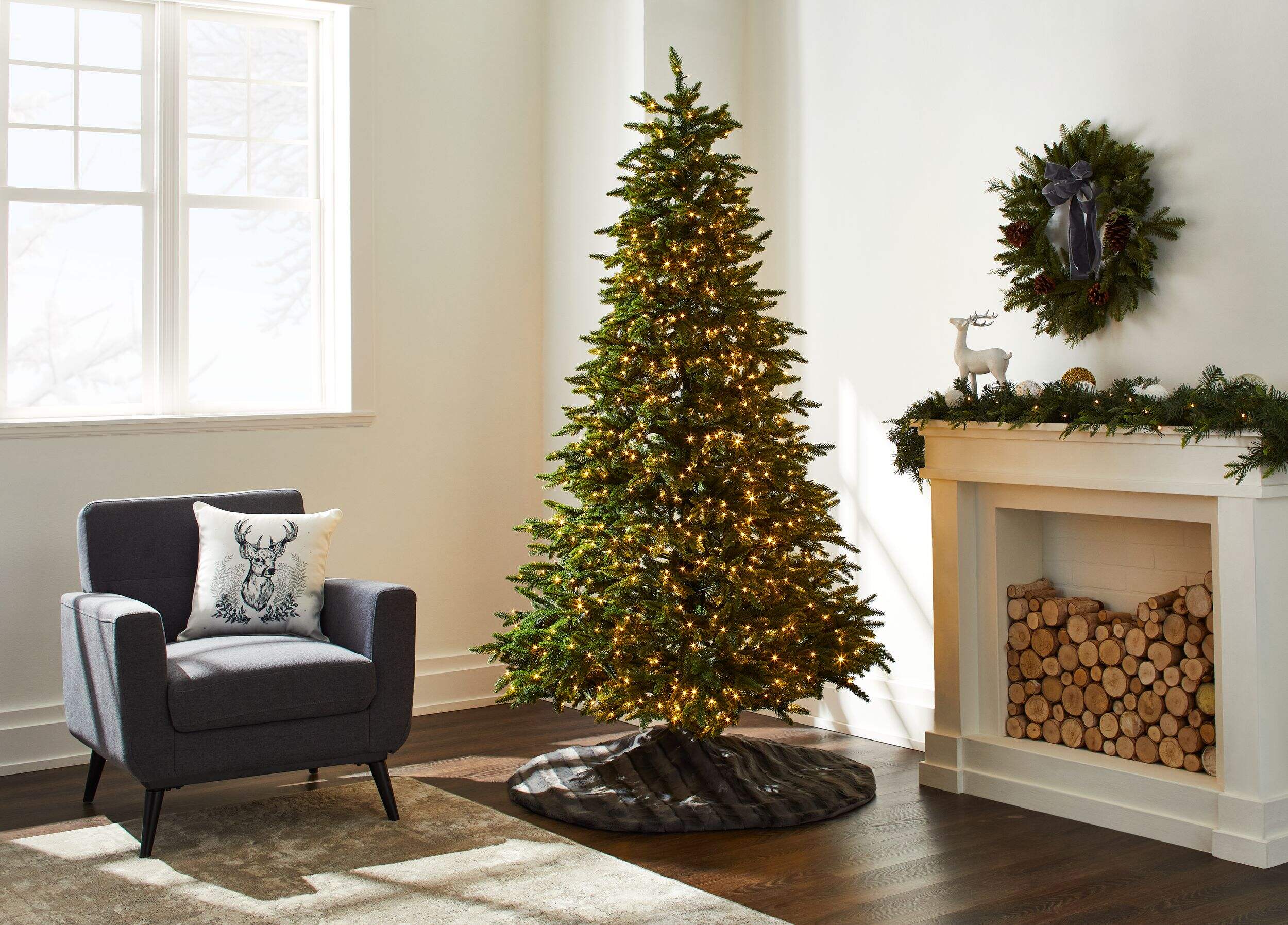 NOMA PreLit LED Maine Christmas Tree, Warm White Lights, 7ft