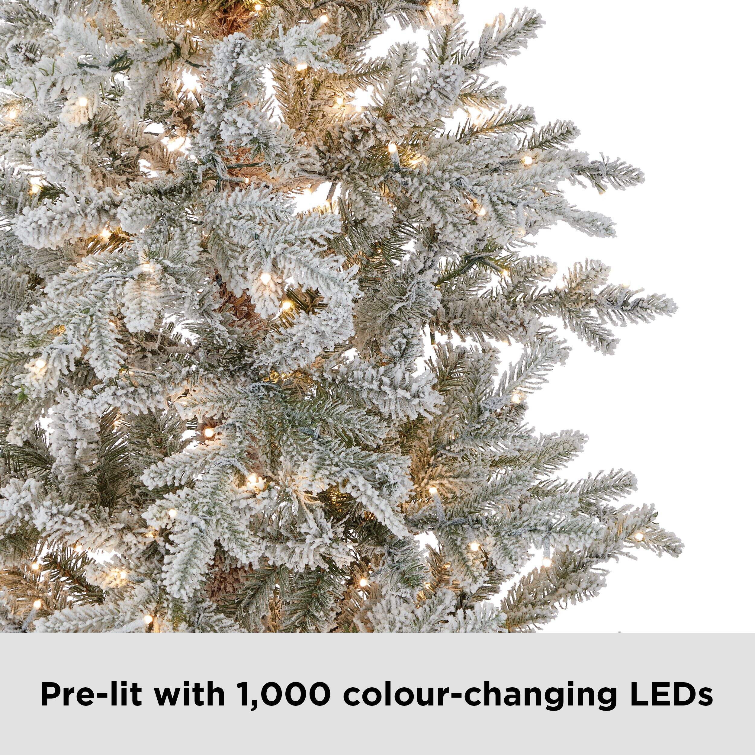 NOMA Glisten PreLit LED Flocked Christmas Tree, ColourChanging Lights