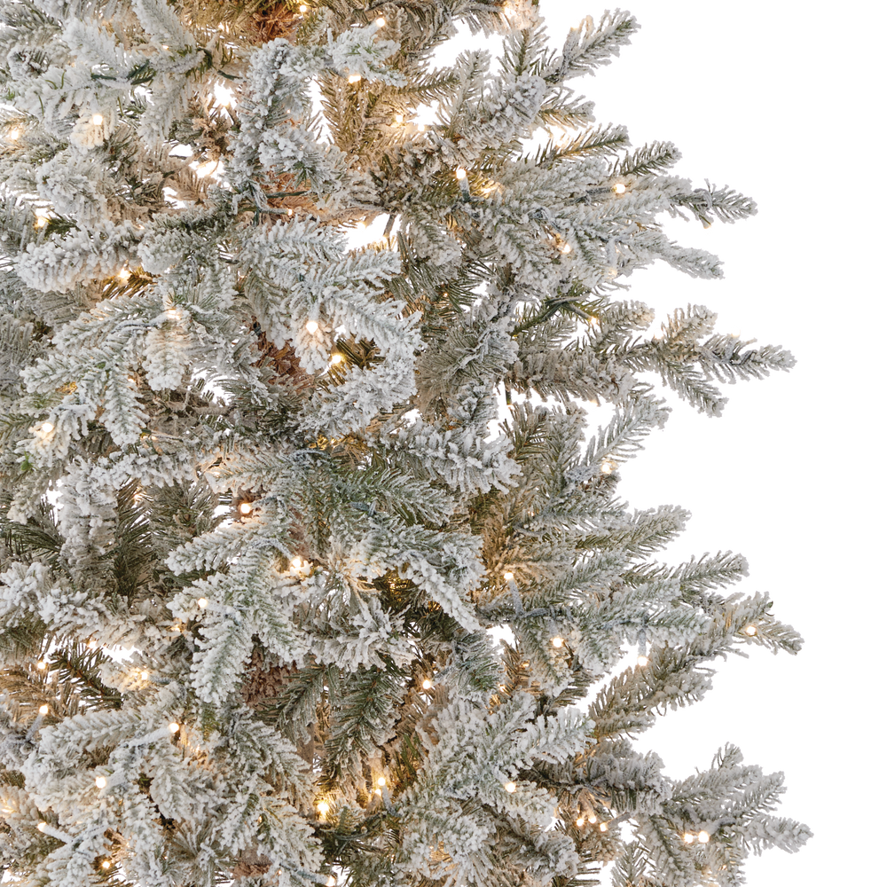 NOMA Glisten Pre-Lit LED Flocked Christmas Tree, Colour-Changing Lights ...