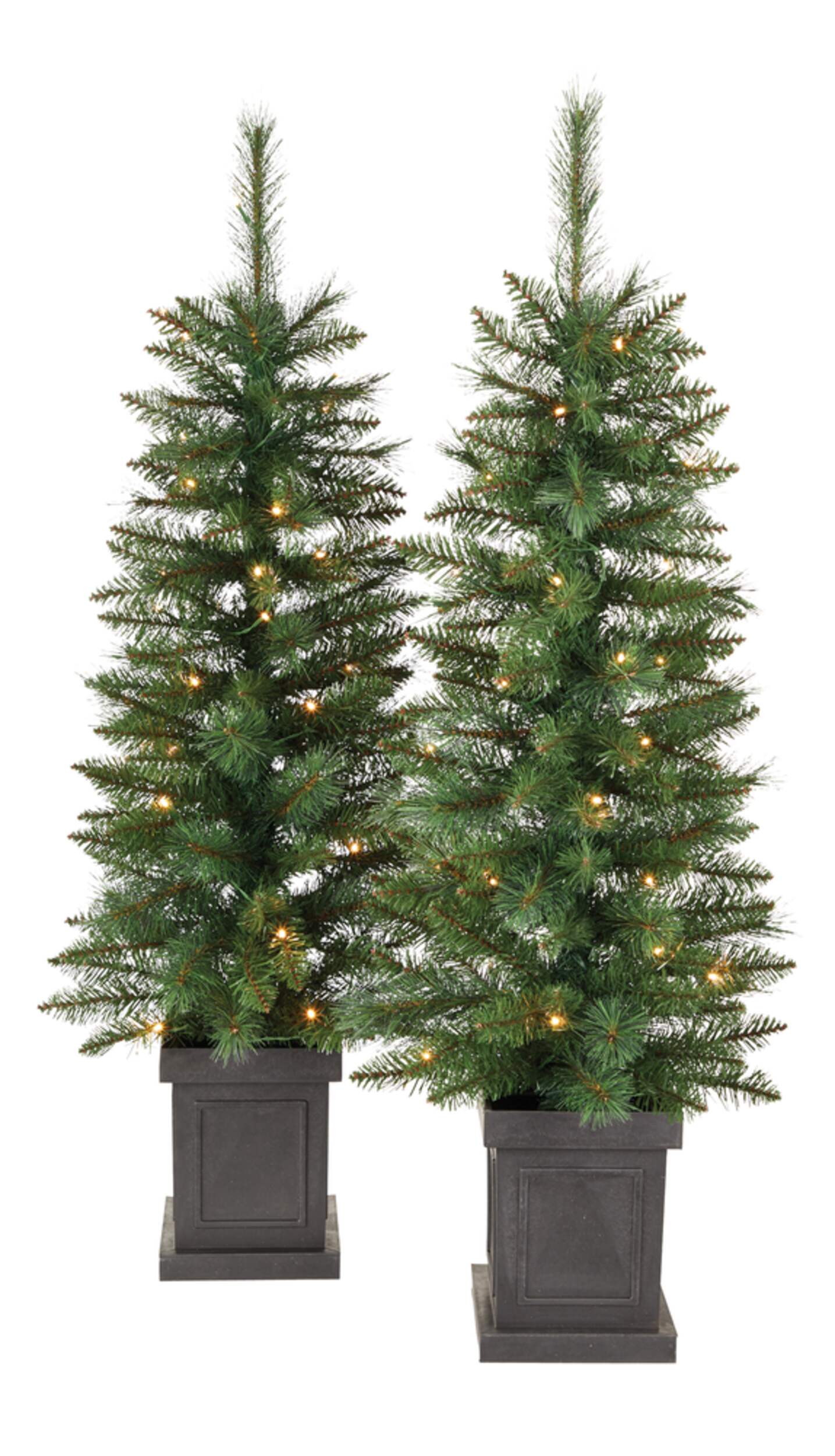 NOMA Battery Operated PreLit LED Farrow Potted Christmas Tree Set, 4