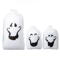 For Living Pumpkin Ghost Lawn Bags, White, 4-ft, 3-pk, Indoor/Outdoor Decoration for Halloween