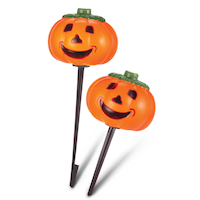 For Living Jack-O'-Lantern LED Light-Up Pumpkin Yard Stakes, Orange, 4-in, 10-pk, Outdoor Decoration for Halloween CloseUp