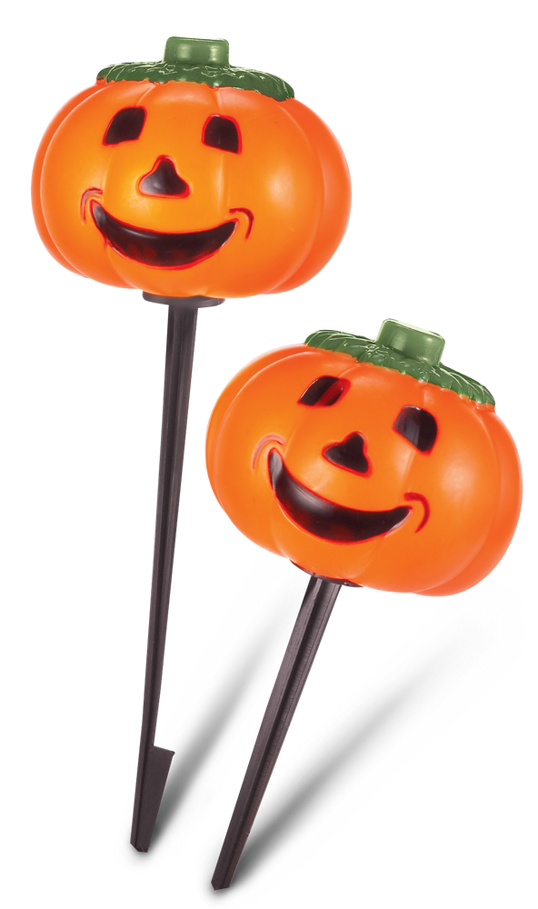 For Living Jack-O'-Lantern LED Light-Up Pumpkin Yard Stakes, Orange, 4 ...