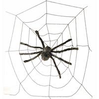 Araignée géante dans une toile noire For Living, 60 po, paq. 2, décorations d'intérieur et d'extérieur pour l'Halloween