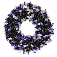 Halloween Tinsel Wreath, 20-in, Assorted Front_Flat